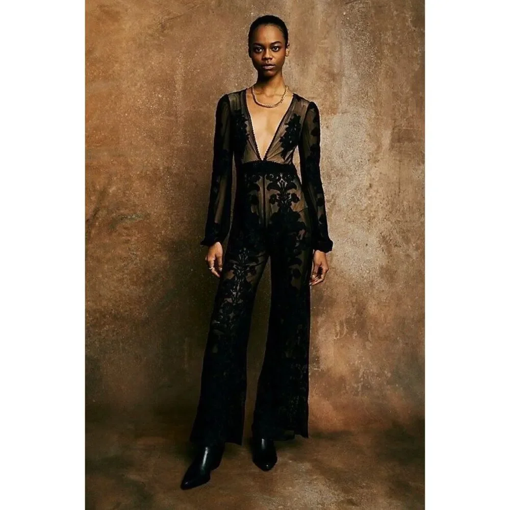 Free People x For love Lemons Temecula Embroidered Lace Jumpsuit